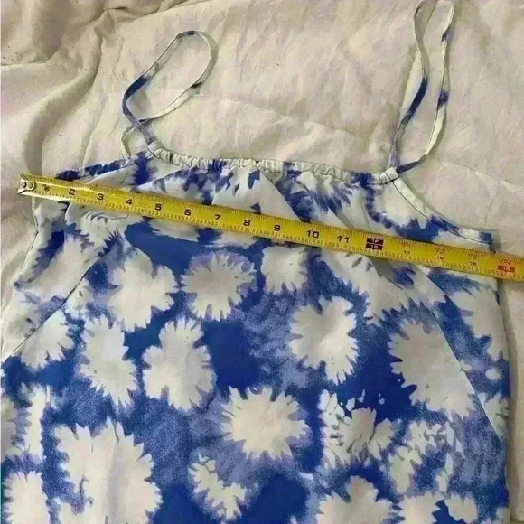 Calvin Klein Jeans White & Blue Floral Dress String Straps Size 8 Asymmetrical - Picture 9 of 13